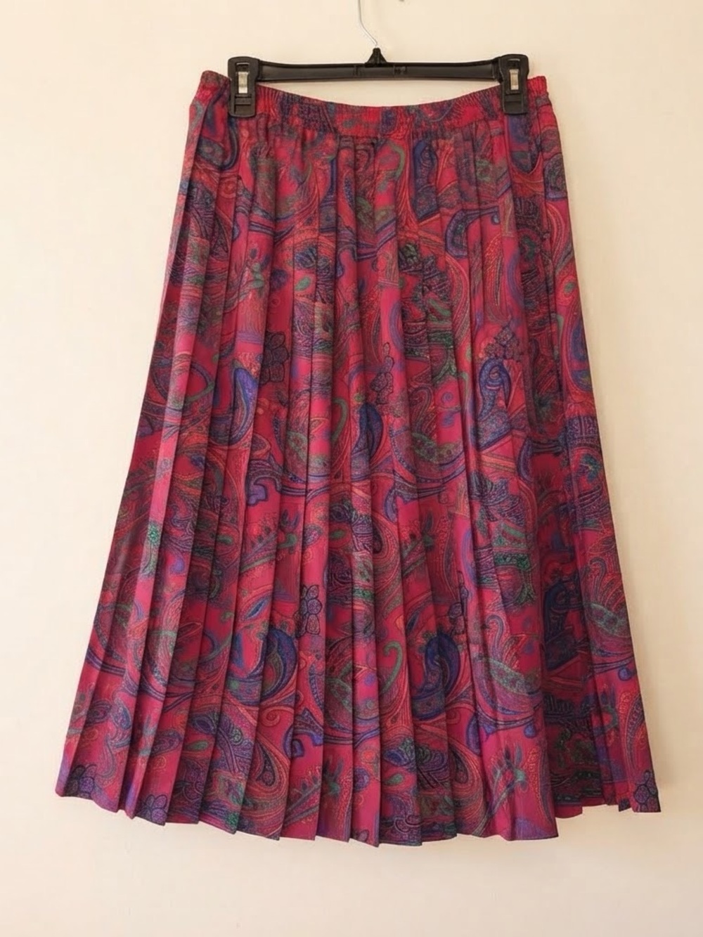 Alfred Dunner Pink Paisley Pleated Midi Skirt Size 10
